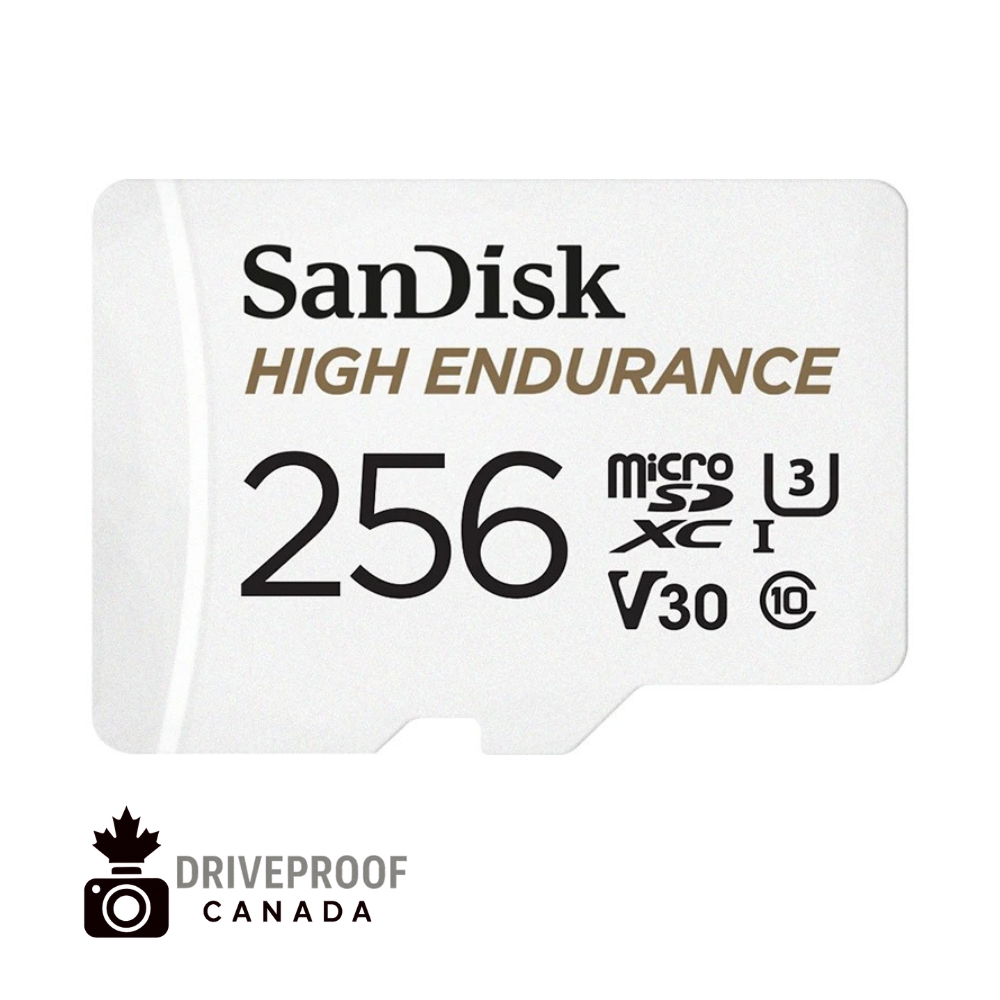 DriveProof Canada – SanDisk High Endurance MicroSD Card (32GB / 64GB / 128GB / 256GB) – Built for Dash Cams & Continuous Recording