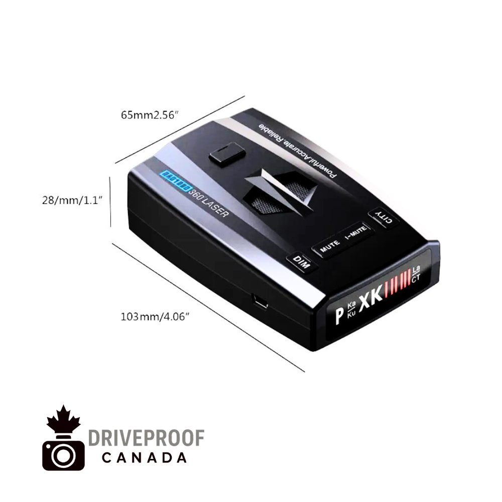 DriveProof Canada – RAD-1000 Radar Detector (16-Band, 360° Laser, GPS Alerts)