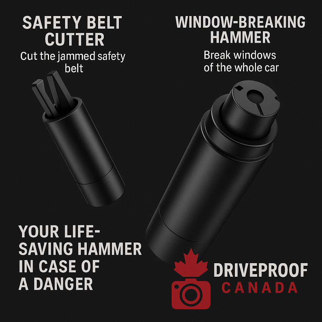 DriveProof Canada – 2-in-1 Car Safety Hammer & Seat Belt Cutter