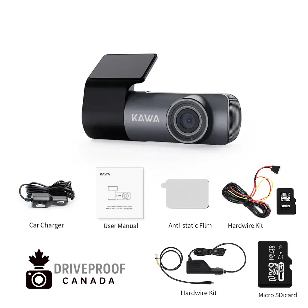 KAWA D5 Professional - HD 2K Dashcam with WiFi, App & Smart Voice Control