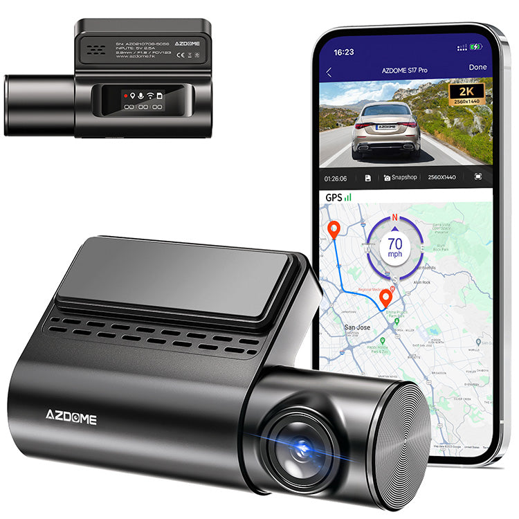 DriveProof Canada - AZDOME Dash Cam S17 - HD 1080P with WiFi, GPS & Smart Voice Control